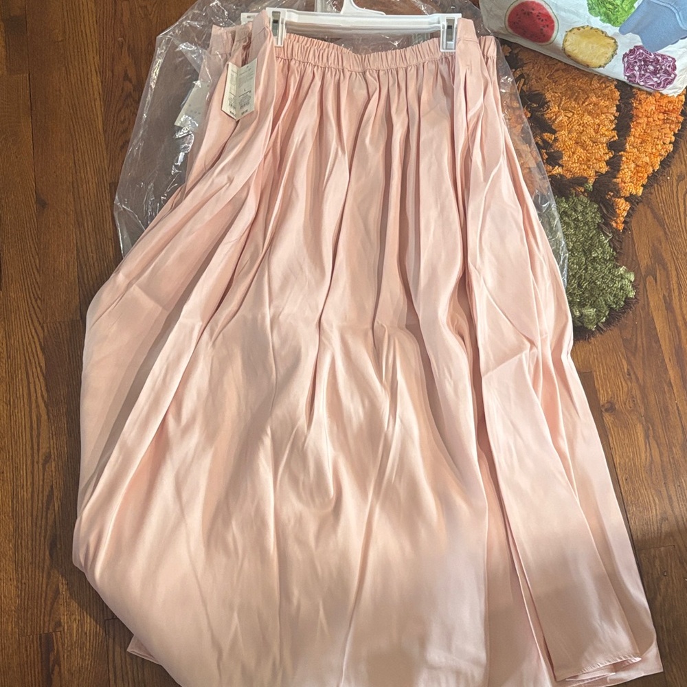 Women's Soft Pleated Maxi Skirt - Light Blush Pink